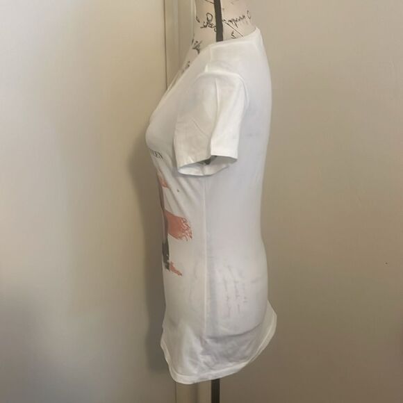 Bruce Springsteen White V-Neck Born In The USA Graphic Semi Sheer Shirt - Picture 2 of 11